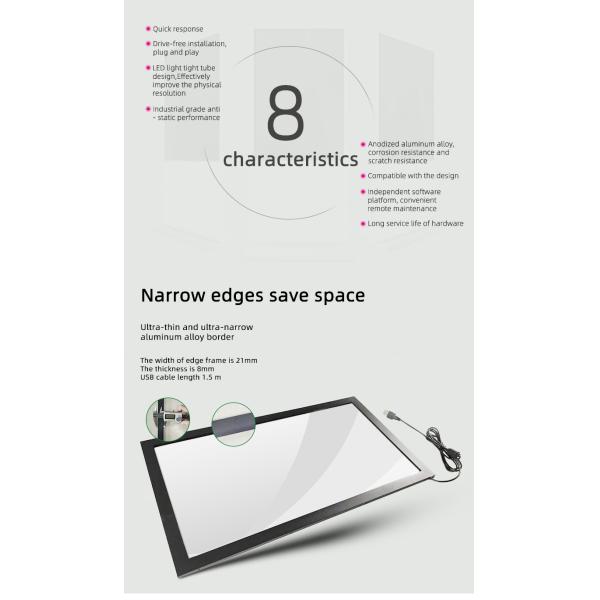 Interactive DIY IR Touch Frame 23.6 Inch 16:10 Ratio Size Customized