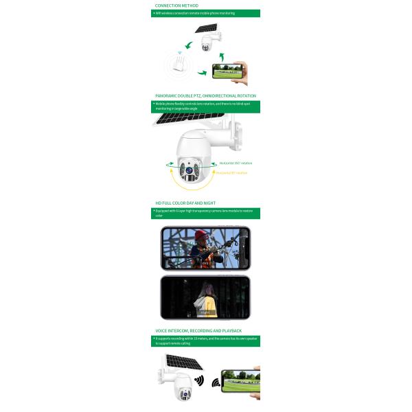 1080P Wifi Outdoor 4X Digital Zoom AI Human Detect Wireless Solar Camera H.265 P2P Audio 2MP 3MP