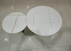 China Stainless Steel 80cm 55cm Round Rotating Coffee Table on sale