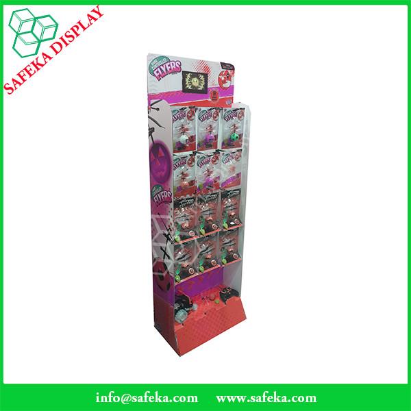 Quality Advertising Portable printed corrugated merchandise shelf pop&pos display for toys with hooks for sale