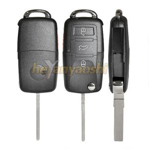 VW 3 Press Buttons Flip Key Shell Replacement HU75T Blade Black Color Fob Flip Shell