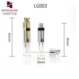 China 7ml square metalized empty luxury cosmetic glitter lip gloss tube on sale