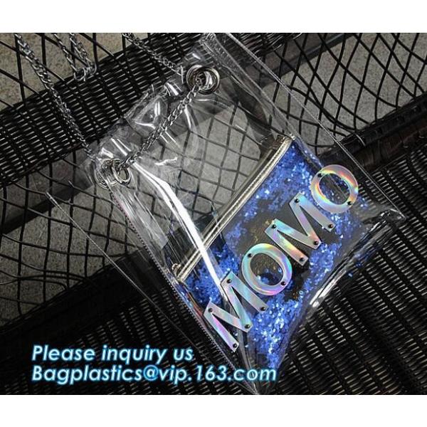 luxury handbag women chain shoulder bag clear PVC plastic tote bag, Tote Bag Clear Shoulder PVC Bag with Zipper, pac, ba