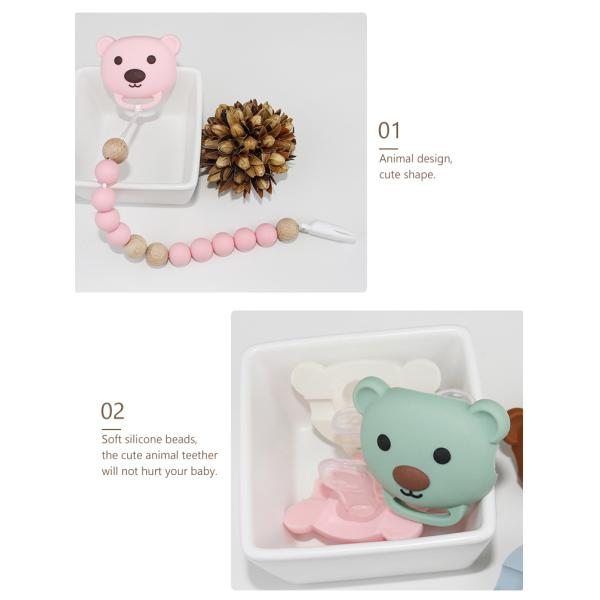 Food Grade Silicone Baby Pacifier Chain With Cute Animal panda Shape