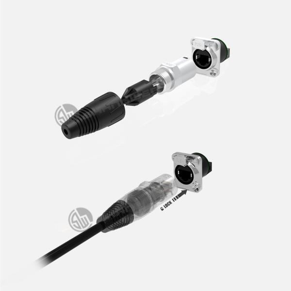 Signal Rj45 Female Connector Socket Indoor Use Latch Lock D Shape