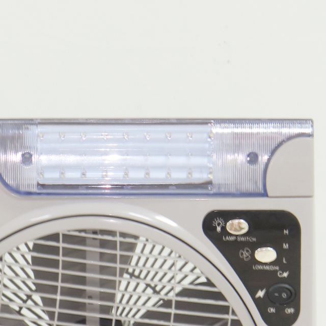 Household 12V Solar Energy Rechargeable Box Fan With LED Light