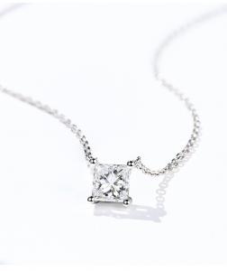 Wholesale 0.20ct 18K Gold Diamond Necklace Princess Cut Solitaire Diamond Necklace Yellow Gold from china suppliers
