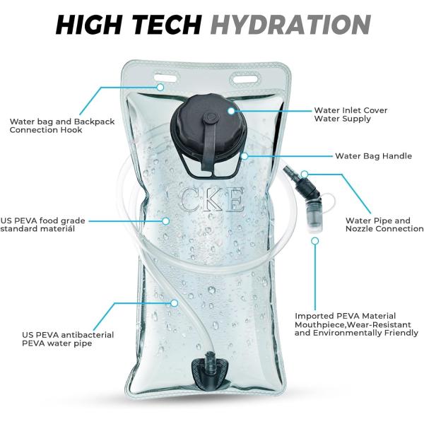 Hydration Backpack Hydration Pack Water Backpack with 2L(70-Ounce) Hydration Bladder for Men Women Kids for Running