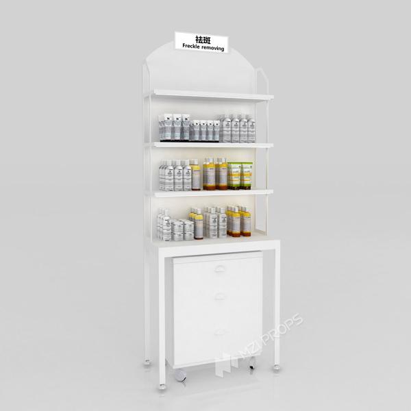 GDR10-TY03 Retail Store Display with White LED Light Strips and White Handles for Cosmetics Retail Stores