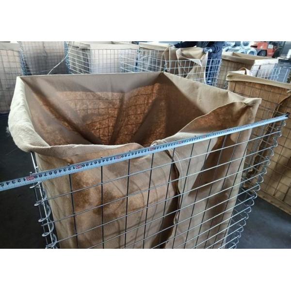 Galvanized Gabion Basket 76.2x76.2mm Hole Size with 300g/m2 Geotextile