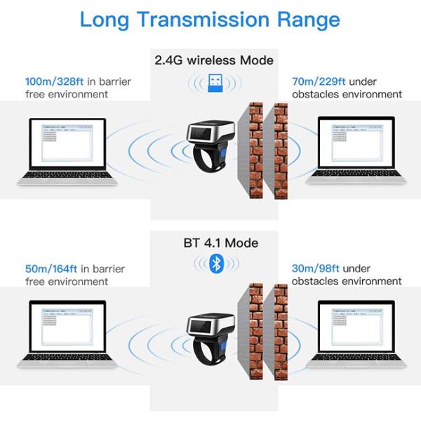 Android 4.0+ Mac OS Windows 10 Bar Code Reader With 1200mAh Battery