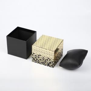 China Gold Foil Personalised Leather Watch Box Two Pieces Rigid Paper With Pillow Wrapped Black on sale
