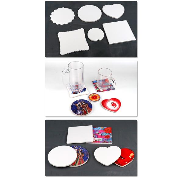 Non Slip Sublimation Ceramic Coaster Blanks With Cork Back 10cm And 10.8cm Size