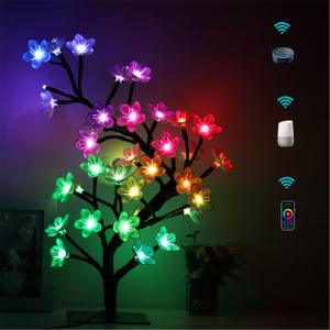 China Smart Wi-Fi Ambience Lighting Table Lamp Bosain Tree Lamp Dimmable Bedroom Alexa Bedside Night Stand on sale