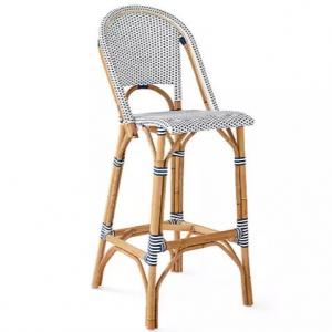 China W470mm H1160mm White Cane Bar Stools , Wicker Back Counter Stools In Aluminum Frame on sale