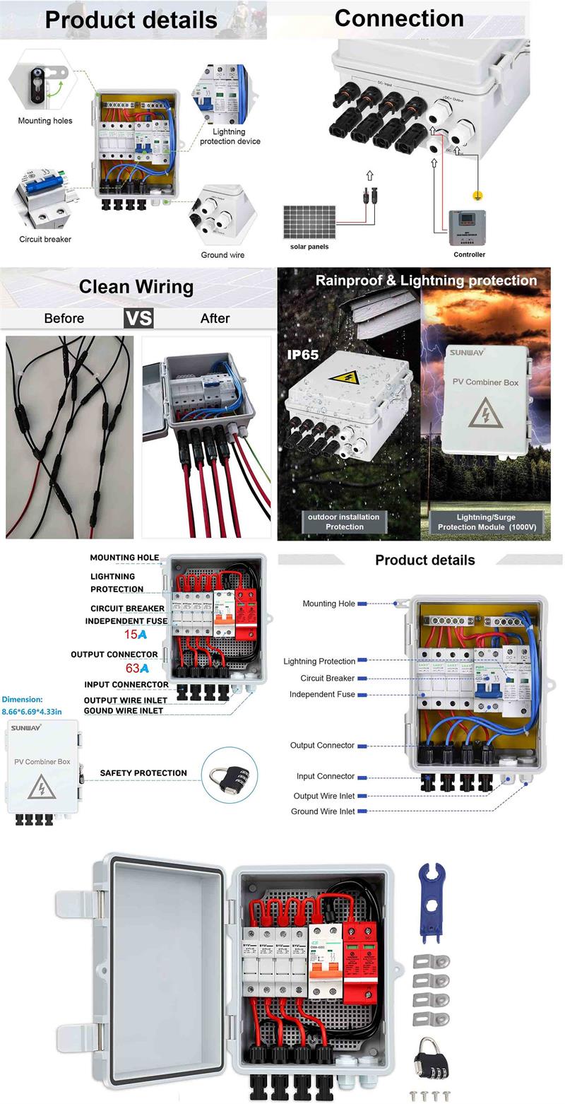 4 String Waterproof Combiner Boxes For Solar System Pv String Box