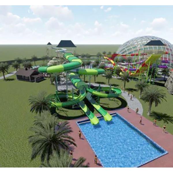 Commercial Dual Flume Water Park Slide Anti Rust 15m Fiberglass Spiral Water Slide