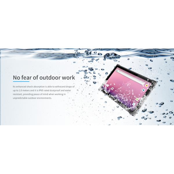 650g 10 inch P65 Waterproof 5G Tablet with 1- 4G LTE 2D Barcode Scanner NFC GPS 9500mAh Battery