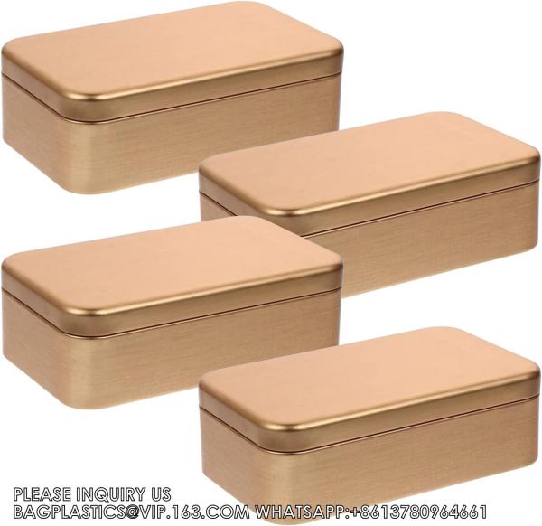 Quality Rectangular Empty Metal Tins Box With Lid Portable Tin Box Container- Mini Portable Box Containers For Jewelery for sale