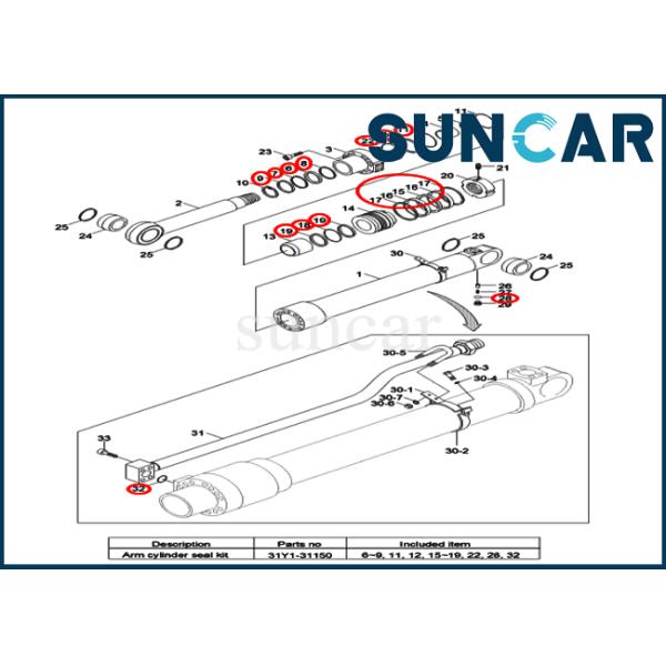 Arm Seal Kit 31Y1-31150 31Y131150 Hydraulic Cylinder Kit For Hyundai R140LC-9 R145CR-9