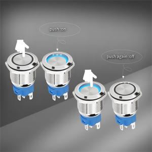 Wholesale 22mm LED Illuminated Self Return Latching Metal Push Button Switch With Connector On Off Switch Power Symbol Waterproof IP65 from china suppliers