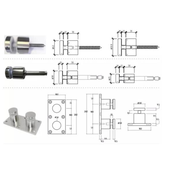 Standoff Glass Building Deck Railing , Stainless Steel Guardrail Systems 900-1200mm Height
