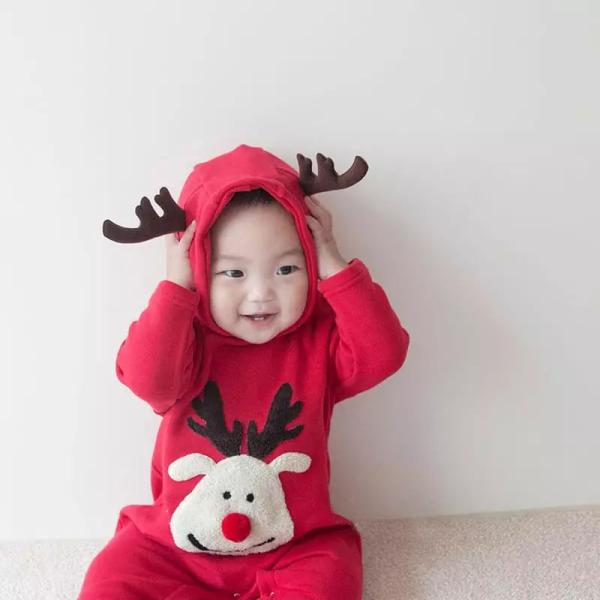 Baby Girls boys Christmas romper infant long sleeve deer jumpsuit for christmas baby hooded deer rompers
