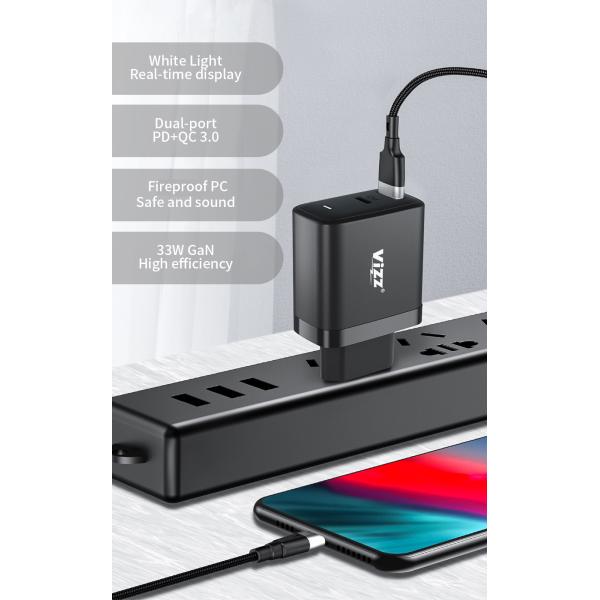 Vizz Customized 33W GaN Wall Charger Universal Charger With PD QC Output