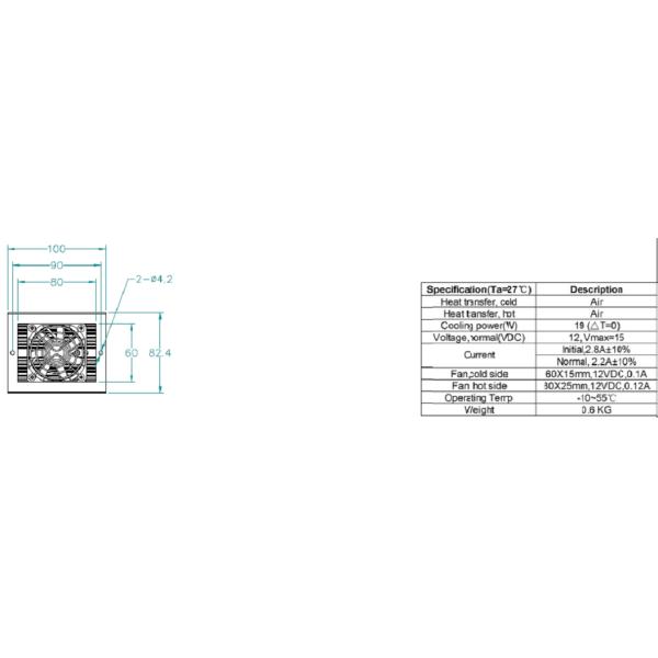 15W Thermoelectric air conditioner is designed for small electronic cabinets or environmental chambers application