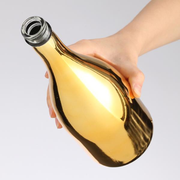 Glass Collar Material 750ml Champagne Glass Bottle with Electroplated Finish and Cork