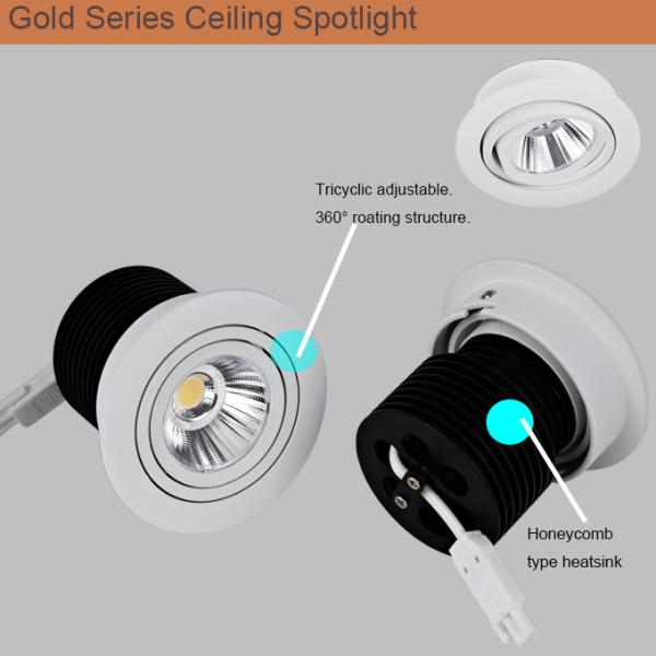 10W 780LM 6000K Cold White 38 Degree Lens Of COB LED Ceiling Light With 0-10 Dimmable