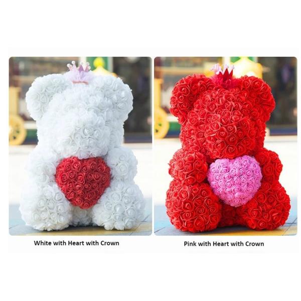 Preserved Flower Rose Teddy Bear PE for Valentines Day Gifts Factory Price Artificial Flower Gaint Teddy Bear