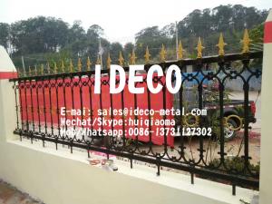China Metal Picket Fences Garden Edging, Wrought Iron Palisade Security Fencing, Residential Forged Head Steel Railings on sale