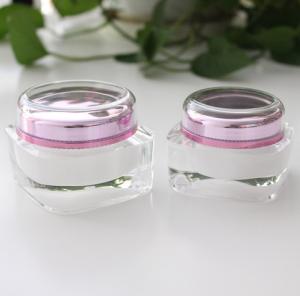 China Natural Acrylic Oval Shape Cosmetic Cream Jars Wide Mouth With Aluminum Cap 50g on sale