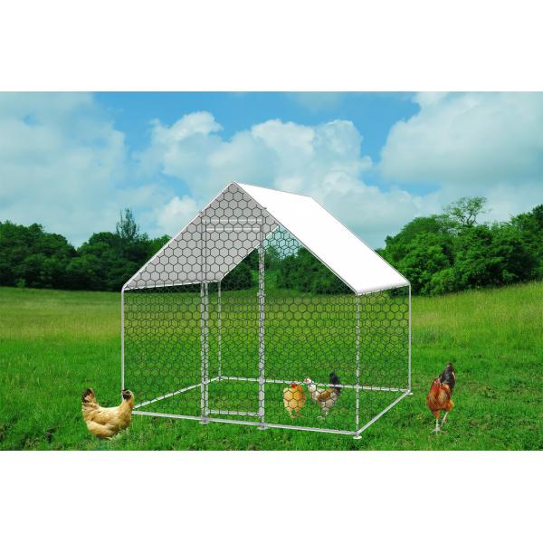 2M x 2M Metal Chicken Coop Walk in Cage Run House Shade Pen Chicken Cage With Cover