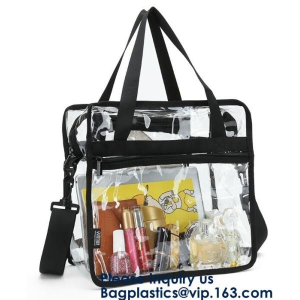 Clear PVC Bag With Zipper Interior Pouch And Detachable Shoulder Strap,Cosmetic Tote Bags With Zipper Closure, bagease