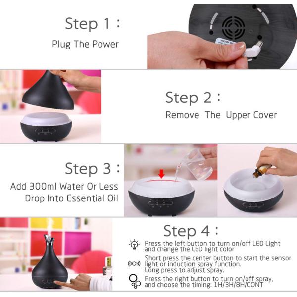 300ml Wood Grain Smart Sensor Ultrasonic Aromatherapy Diffuser