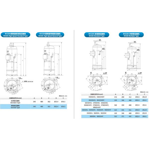 E604DH-59D2G Scroll Compressor Refrigeration Compressor R410A 380~415-3-50Hz 440V-3-60Hz