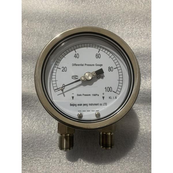 Double-strength Glass Window Stainless Steel Differential Pressure Gauge for Industrial