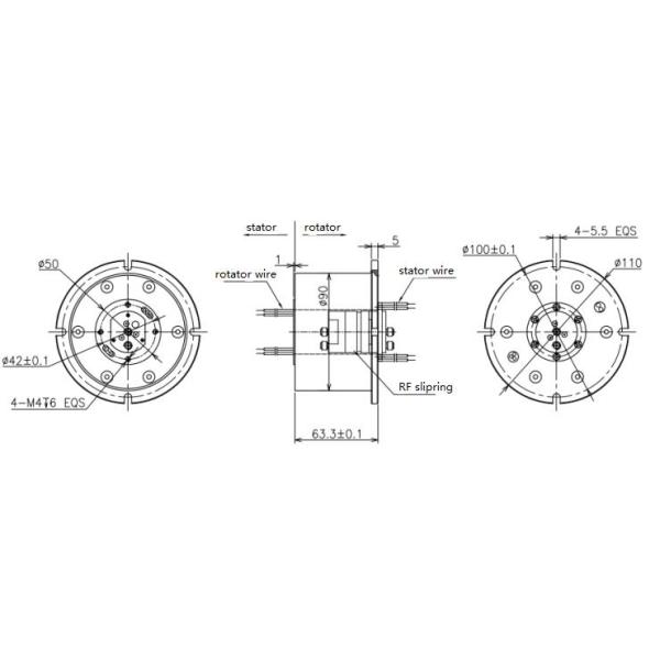 Frequency Range Rf Rotary Joint , DC - 5GHz Radar Rotary Joint 48 VAC