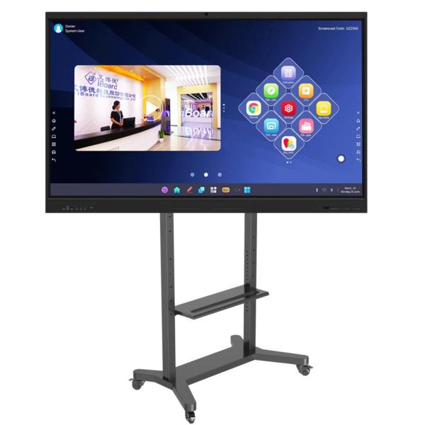 Adjustable Moving Stand for TV Interactive Whiteboard 55/75/86 inch Silent Wheels