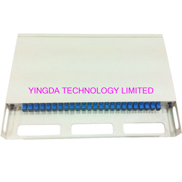 1U 24 Port 19" SC SM 24 Cores Fiber Patch Panel SC Pigtail And SC Adapters