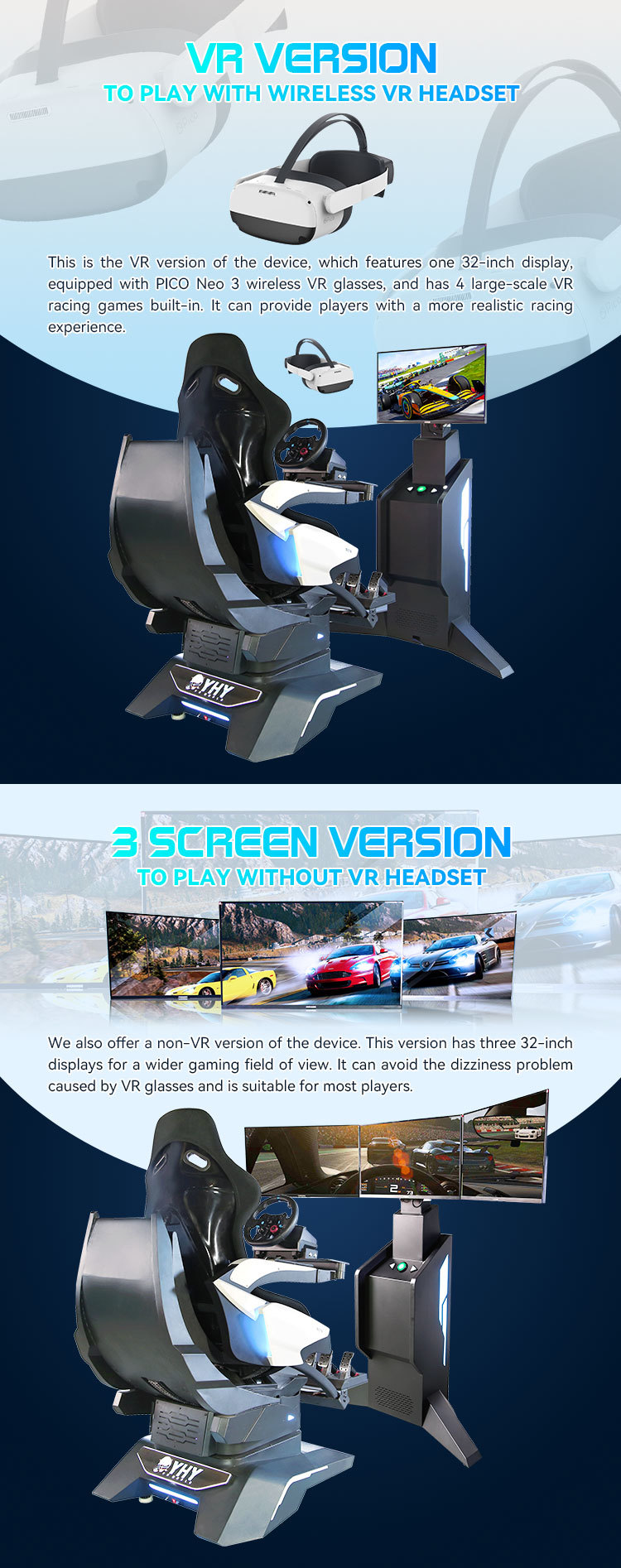 Hot Sale 3 Screen Driving Car Virtual Reality Vr Racing Game Simulator Machine