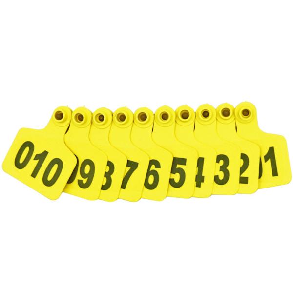 Plastic 100mm Livestock Ear Tags Sheep Goat TPU Yellow