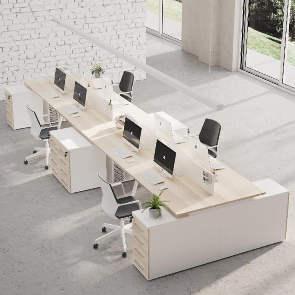 Quality Eight-Person Staff Table with Separating Screen and Filing Cabinets in MFC Wood Style Side Table Option Support customization for sale
