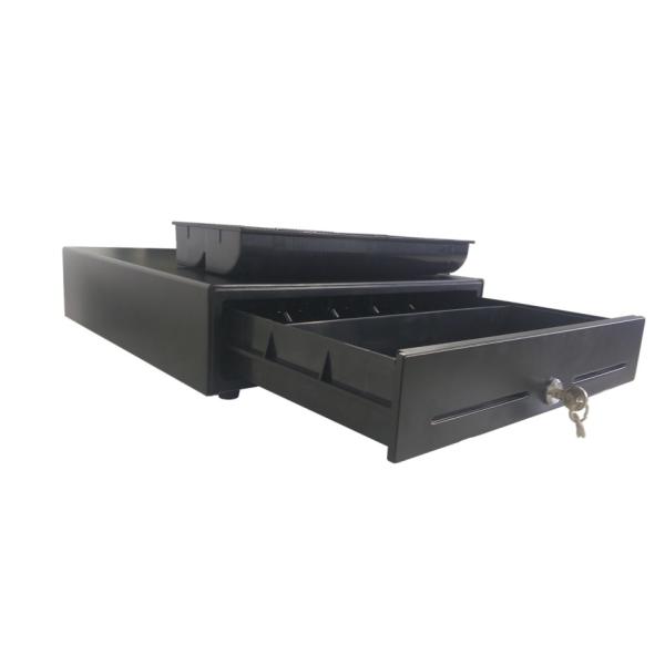 White Micro Switch 12V RJ12 Metal Structure POS Plastic 410mm Economical Cash Drawer