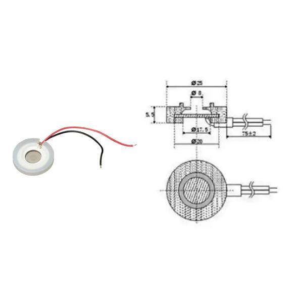 ISO 60mm Cable Ultrasonic Atomizing Transducer Microporous Piezo Electric Disc