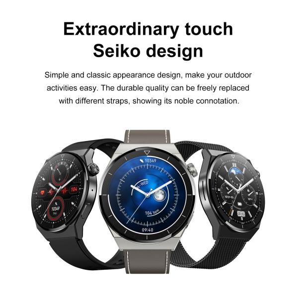 Durable Waterproof Test Heart Rate Blood Pressure Wireless Charging 390*390 HD Display Smart Watch