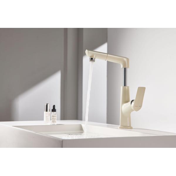 Electroplated Pull Down Bathroom Sink Faucets Milk White Cold And Hot Face Wash