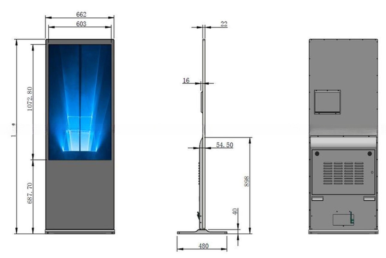 UHD 4K 49inch floor stand vertical LCD digital android wifi AD video loop player billboard